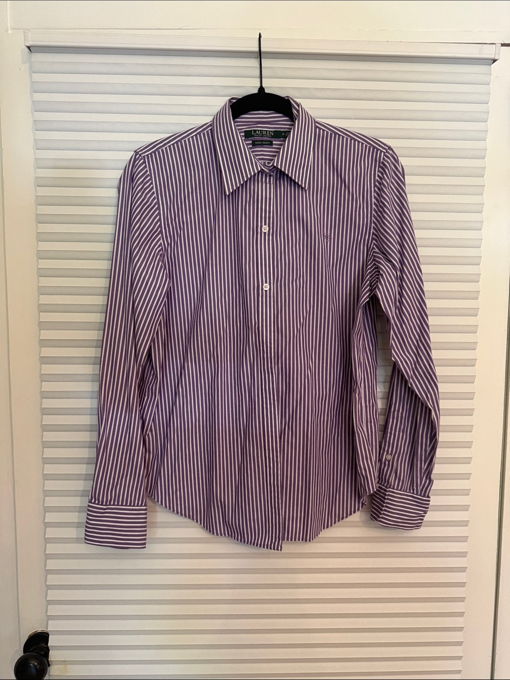 Lauren Ralph Lauren Purple and White Striped Button-Up Shirt